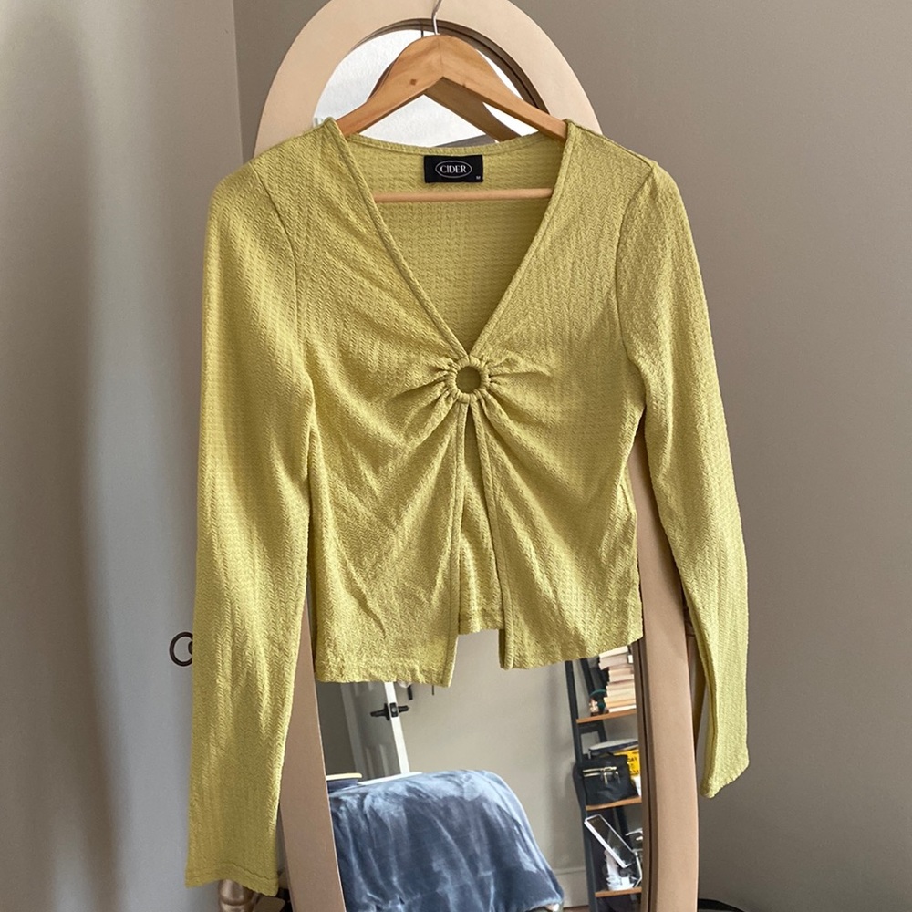Light Green Slit Top